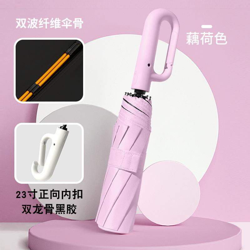 Fully automatic UV vinyl parasol, one-click open and close three-fold umbrella, UV-proof portable advertising umbrella