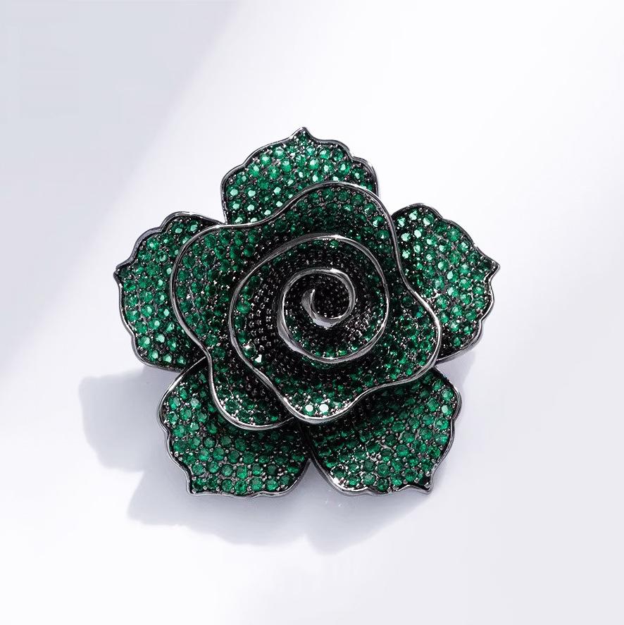 

Брошь-роза с уникальным и изысканным чувством дизайна, роскошная брошь в стиле нежного аромата зелёный