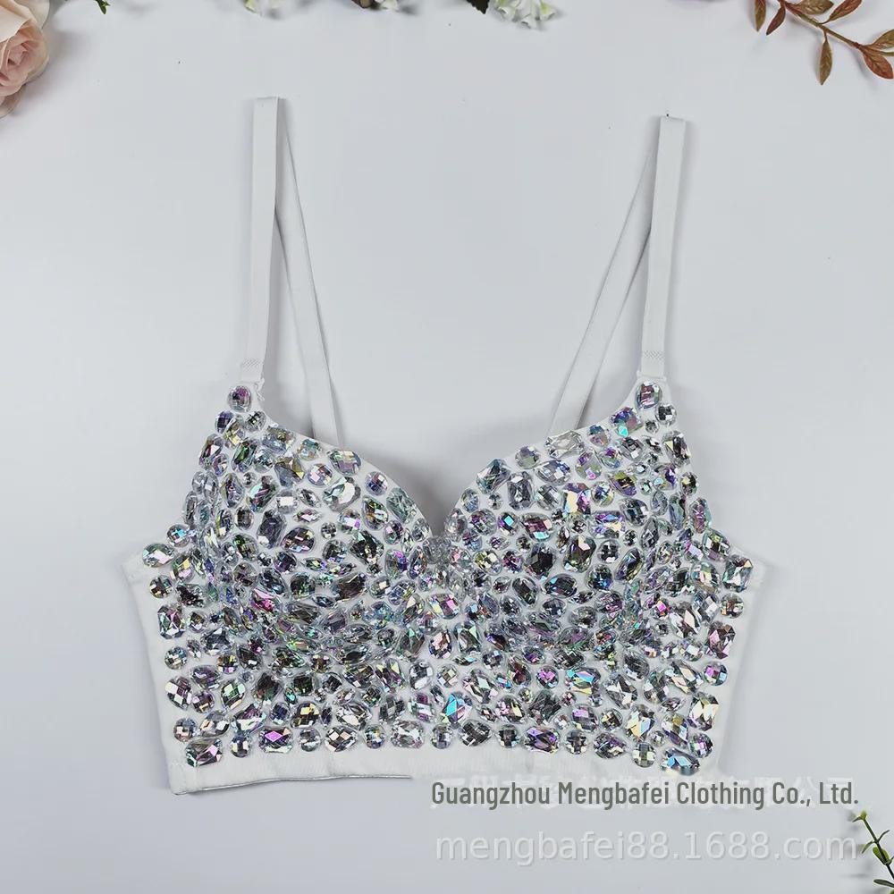 

Европейский и американский топ Push-Up с бусинами - сексуальный ночной клуб с треугольными чашками и поддержкой Fishbone 34B/75