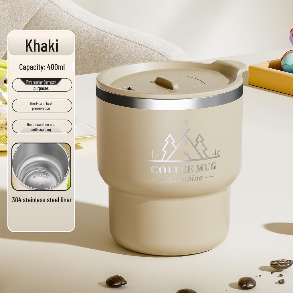 High-Value Portable Straw Cup with Lanyard, 304 Stainless Steel, Ideal for Cola and Coffee, Great Gift