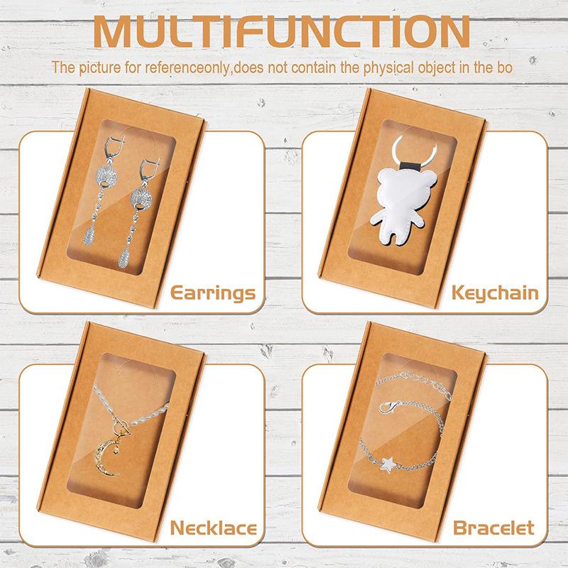 WTEMPO Clear Window Paper Necklace Bracelet Jewelry Packaging Boxes Foldable DIY Earring Keychain Gift Boxes Perfect for Birthday Wedding