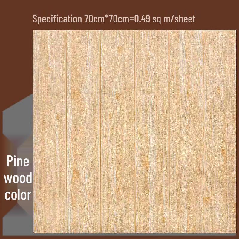 3D Wood Grain Self-Adhesive Wall Stickers: Soft, Anti-Collision Wallpaper for Bedroom Decor