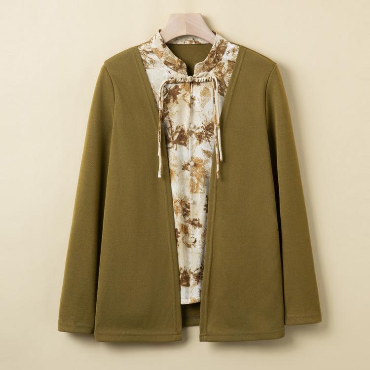 

Пожилая осенняя одежда для матерей 50 лет Модная свободная одежда «два в одном» для осени Топы для тещи Одежда XL