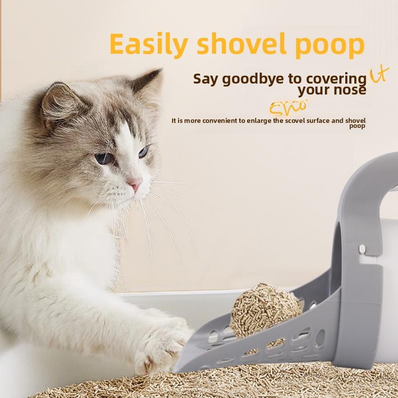 Pala per Lettiera per Gatti in Plastica Manico Lungo Paletta Raccogli Feci per Animali Domestici Strumento di Pulizia Raccogli Rifiuti per WC Gatti Accessori per Lettiera