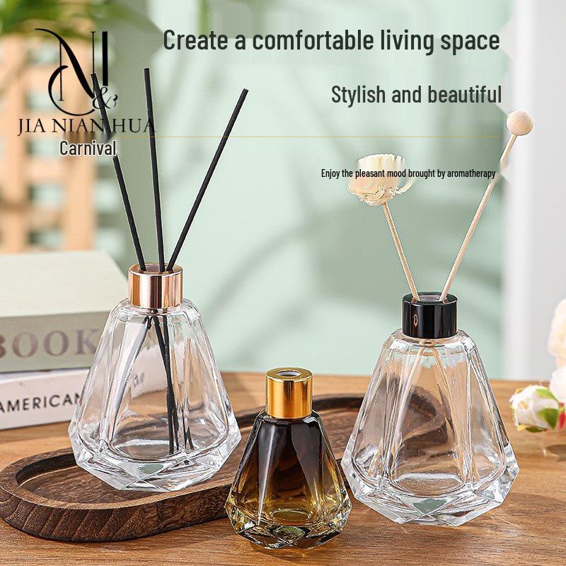Modern Glass Aroma Diffuser Bottle with Rattan Sticks, No Fire Needed - Thickened Glass for High Aesthetic Appeal