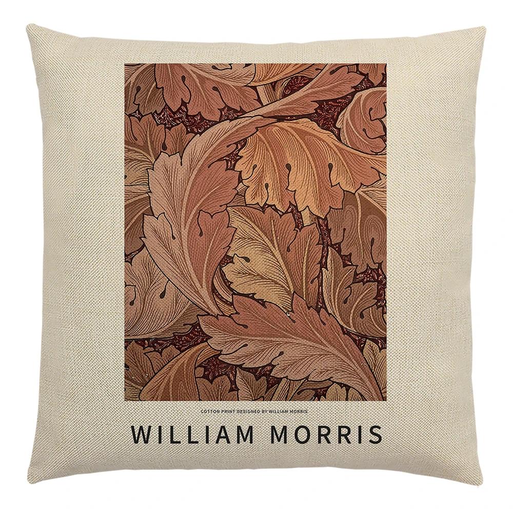 

Наволочка для диванной подушки с рисунком Уильяма Морриса, наволочка из винтажного льна, украшение для дома, печать листьев и растений 12x12Inch