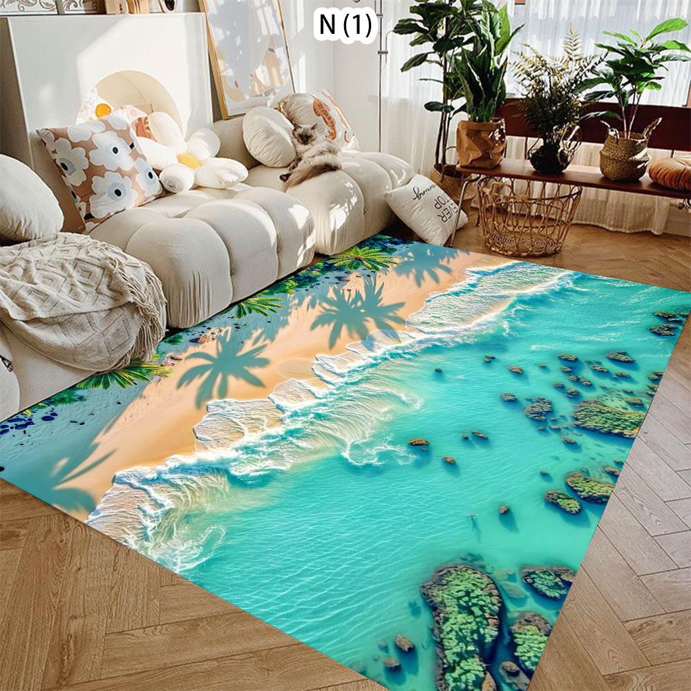 Fun HD Summer Coastline Beach Carpet for Living Room Sofa Soft Decor Rugs Bedroom Rug Kitchen Coffee Table Mat Hallway Rug