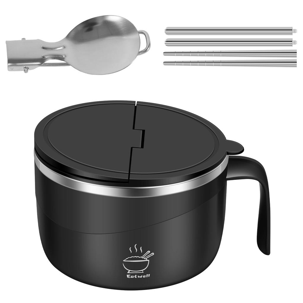 Microwave Ramen Cooker Stainless Steel Microwave Soup Bowl Filterable Ramen Noodle Bowls Large Capacity Noodles Bowl Time Saving