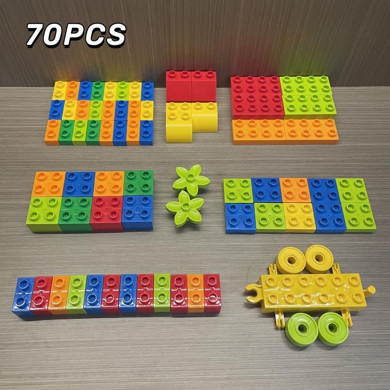 Non-Toxic 70/80Pcs Creative Building Blocks Set Of Colorful Classic Basic Brick Toys For Baby Construction Bulk Model Figures