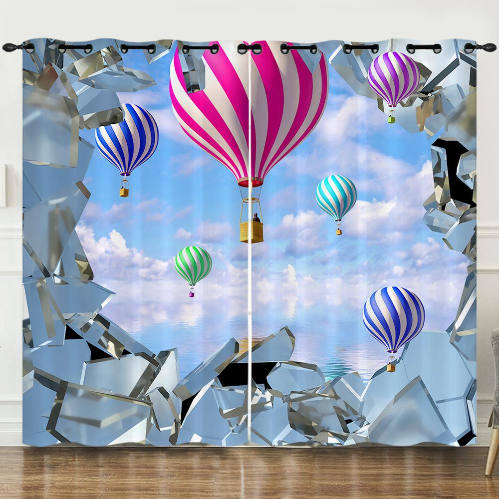 

Занавеска Креативный Воздушный Шар Вселенная Цифровая Печать Затемняющая Занавеска Люверсы Можно 97cm*114cm*2