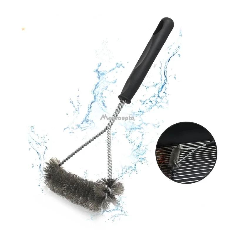 Accessori da Cucina Spazzola e Raschietto per Griglia BBQ Kit Barbecue Spazzola per Pulizia Strumenti in Acciaio Inossidabile Setole Metalliche Triangolo