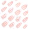 24 Stücke Süße Rosa Schleife Nail art Blume Französisch Weiß Tragen Versetzt Gestreiften Nagel Stück