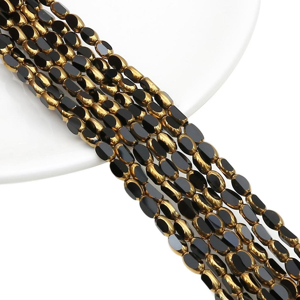 Oval Faceted Gold-Edged Glass Crystal Rice Beads for Jewelry Making