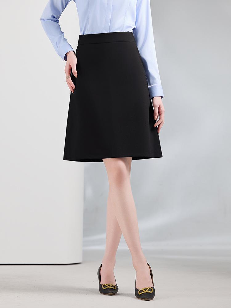 Black High Waist Slim A-Line Skirt with Slit - New Trend, Elegant, Short, and Sophisticated Design