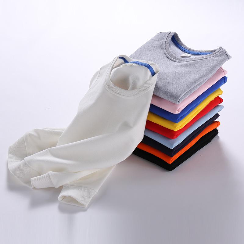 Children's Spring Collection Korean-Style Solid Color Hoodie - Trendy Long Sleeve Round Neck for Boys & Girls