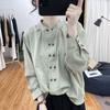 Cotton Shirt for Women Double Breasted Small Stand Collar Long Sleeved Shirt Commuting Top Shirt for Women