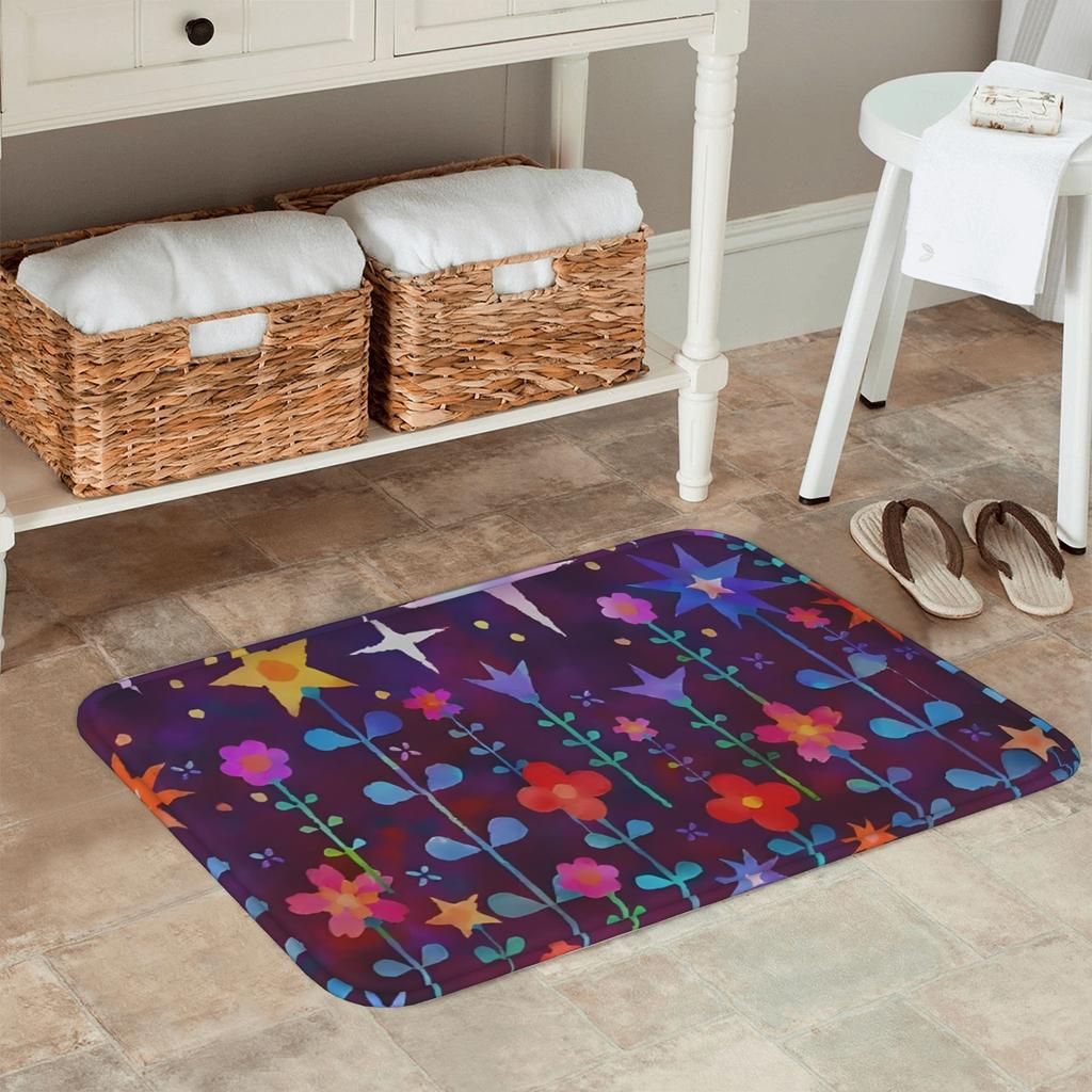 1PC Flowers Pattern Kitchen Rug Non-Slip Door Mat Pop Design Bathroom Rug Bath Mat Carpet for Home Sink Laundry Decoreeree