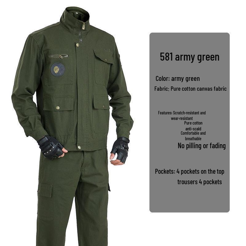 Men's Autumn Cotton Welder Anti-Scald Workwear Set - Wear-Resistant Labor Protection Suit/Pants