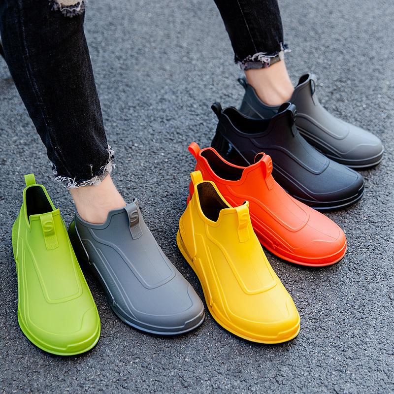 Sports Rain Boots Men's Short Tube Waterproof Shoes Warm Anti-skid Low-cut Rain Boots Kitchen Rubber Shoes Fishing Shoes