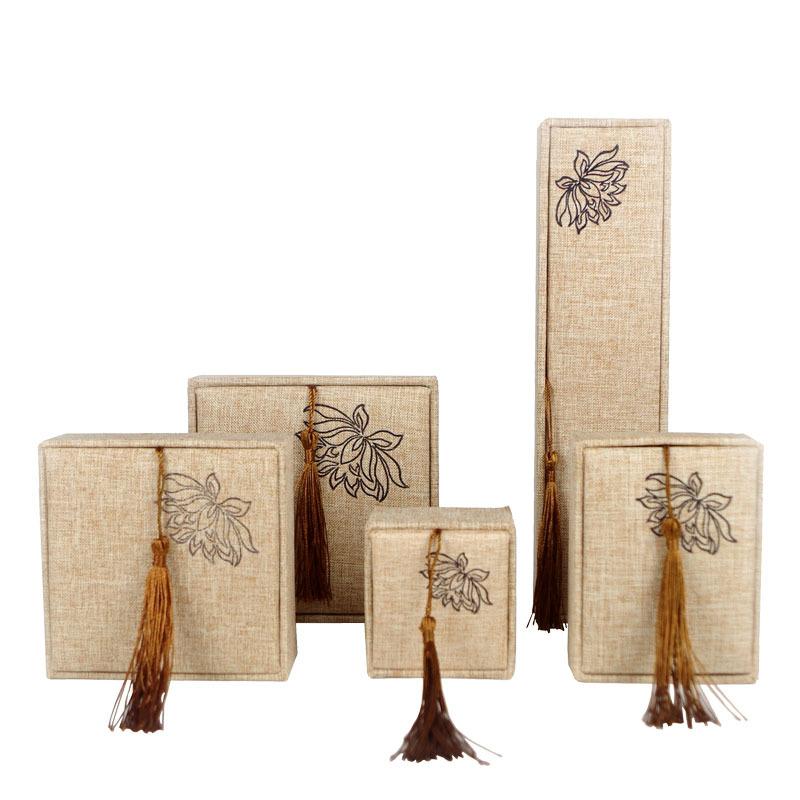 Linen Tassel Jewelry Box, Bracelet & Prayer Beads Storage Case for Buddha Beads, Jade, Rings & Hand Strings