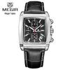 Megir 2028 Fashionable Retro Men's Chronograph Square Leather Watch