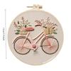 1pc House, Bicycle, and Flower Pattern Embroidery DIY Fabric Craft Kit with Tools