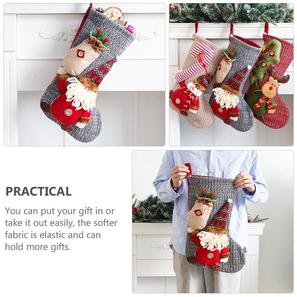 Christmas Stocking Gift Bag Xmas Decor Socks Hanging Christmas Tree Ornaments Holiday Candy Gifts Stockings Decoration