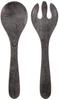 Ethical, Unbreakable, BPA-free Tableware. Blackened Wood Serving Cutlery Set with Fork and Spoon. Approximately 32cm Long X 9cm Wide. Lightweight and