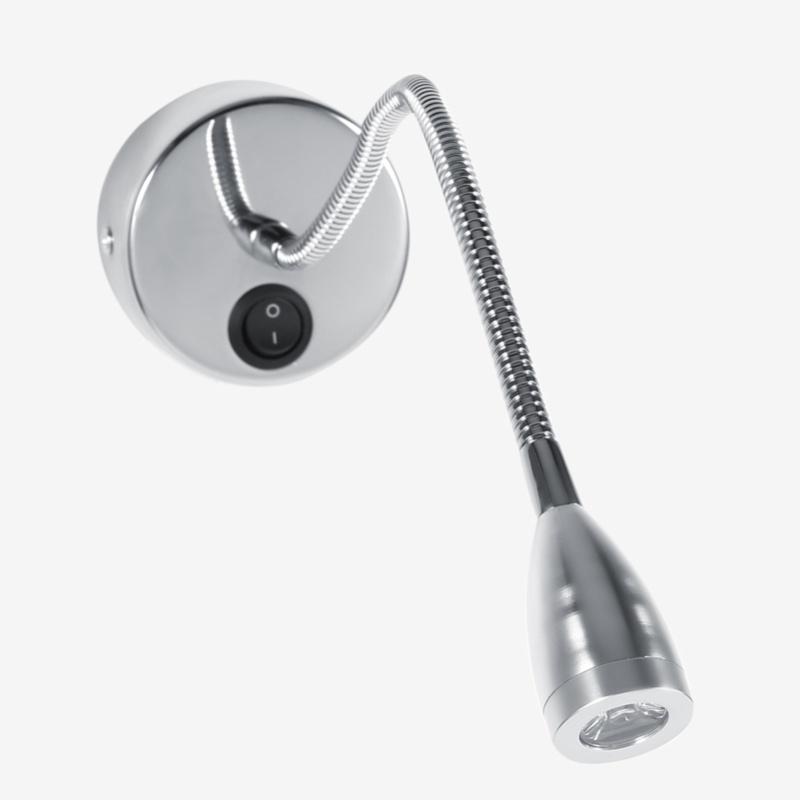 Silver LED Wall Lamps Flexible Gooseneck Bedroom Bedside Reading Light