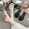 Fashion Plus Size 2025 Summer New Open Toe Slippers Women Hot Sale Round Toe Hollow Weave Flat with Sandals Fashion Daily Beach Slippers