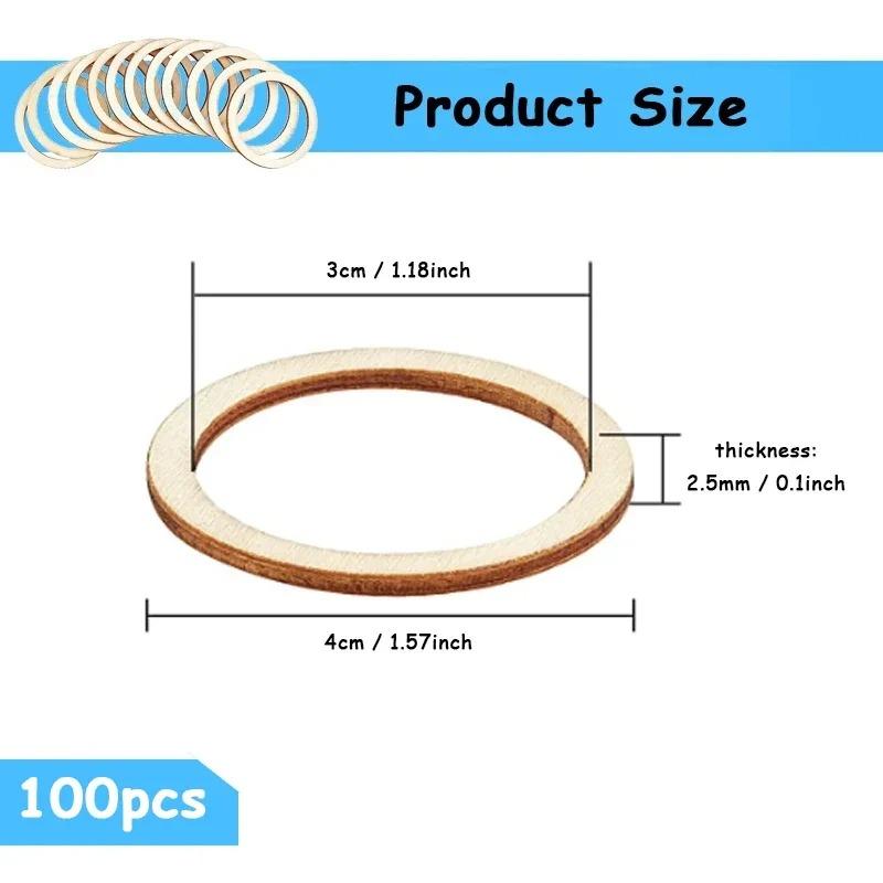 

Unfinished Wood Rings Natural Wooden Ring Circle Flat Round Shape Ornaments Wooden Slices for Frames, DIY Crafting