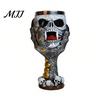 Dark Style Barware Horrible Resin Stainless Steel Skull Goblet, Retro Skeletal Wine Gothic Collectible Skeleton Mug Cocktail Glasses, Vintage