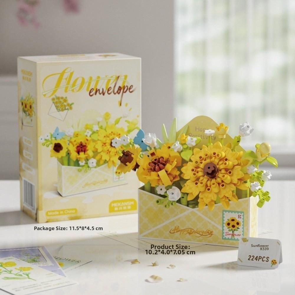 Mini Bricks Flower Bouquet Building Blocks Tulip Rose Sunflower DIY Floral Set 4