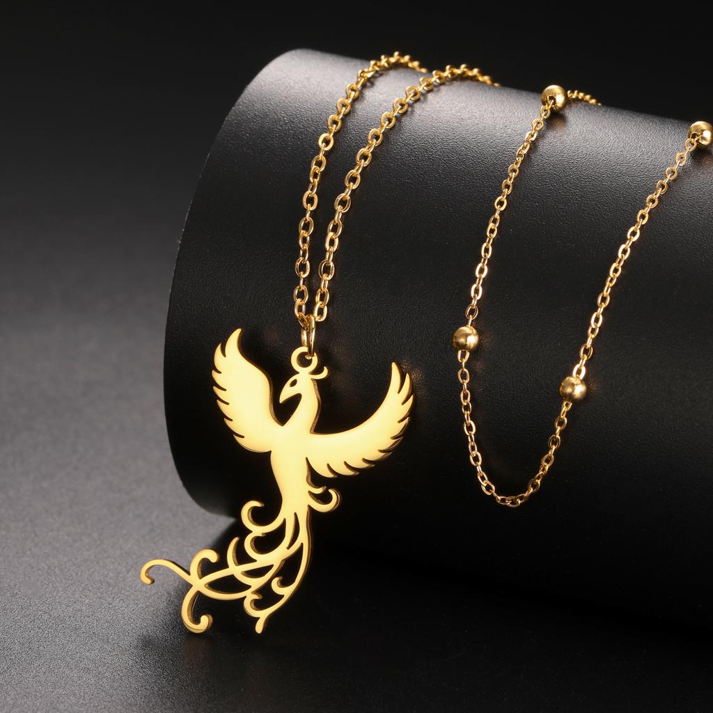 LIKGREAT Stainless Steel Phoenix Bird Firebird Necklace for Women Men Nature Animal Totem Choker Pendants Charm Jewelry Gift New
