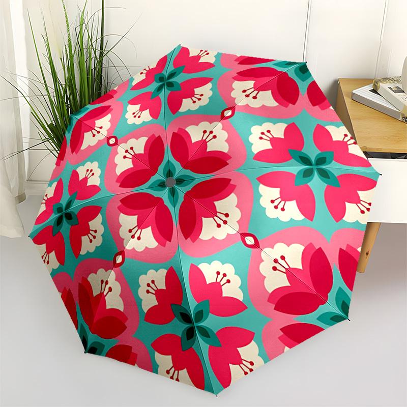 

1pc Floral Pattern Automatic Folding Umbrella - Portable Collapsible Design, 8-Rib Iron Frame, Durable Fabric yy251125040