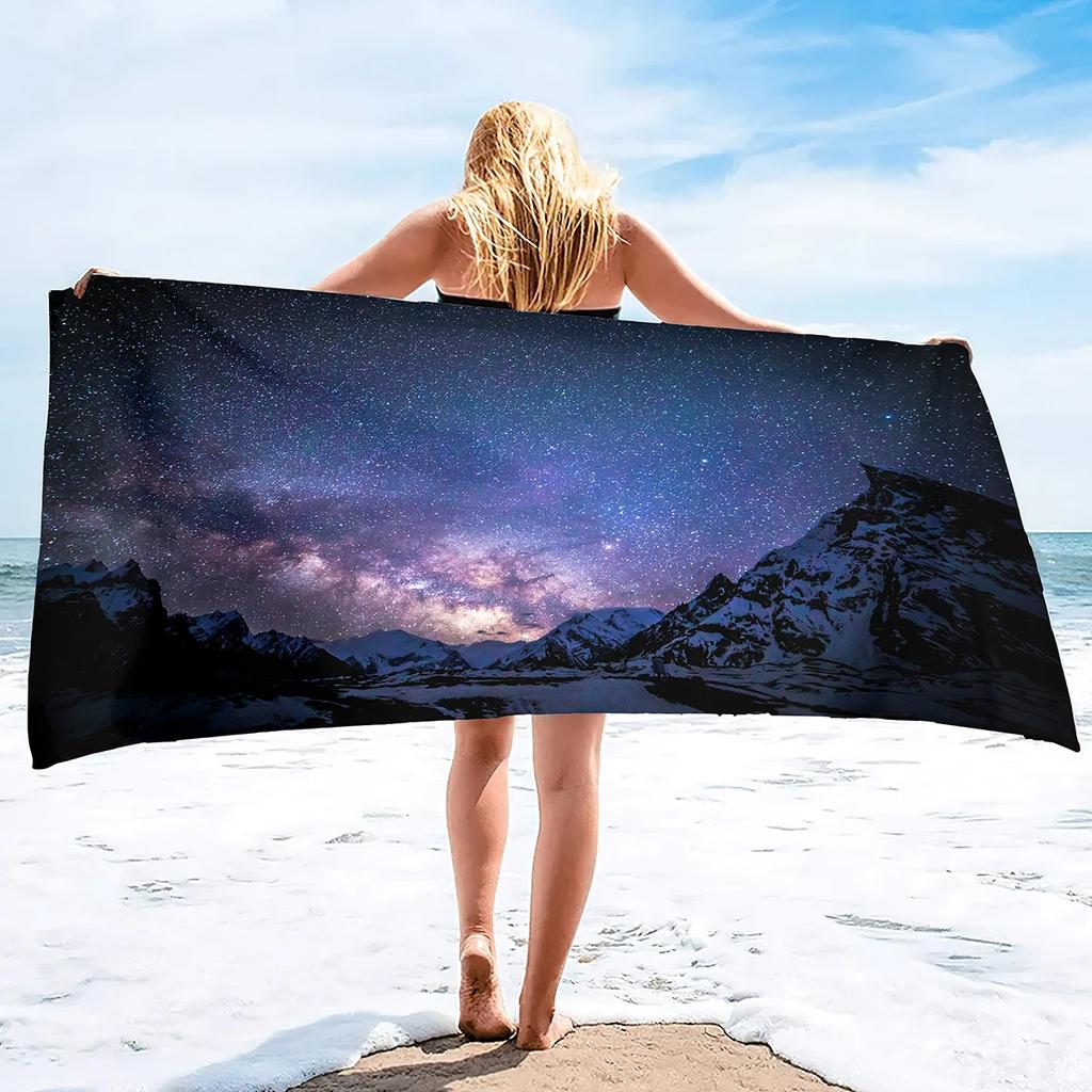 Schönes Weltraum-Galaxie-Nebel-Sterne Strandtuch Mikrofaser Pooltuch Saugfähig Schnelltrocknend Strandtuch Sandfreie Decke für Kinder