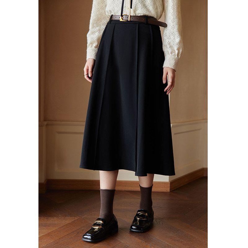 Single Beam Plus Size Slightly Oversized Girls Cover Slimming Skirt Quiet Black M
