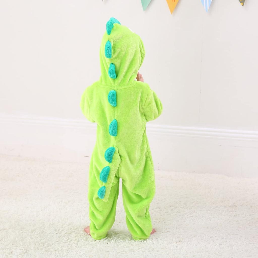 LOLANTA Dinosaur Kigurumi Baby Overalls Halloween Costume Christmas Costume for Boys and Light Green Sizes Kids' Girls, Flannel, 105-120