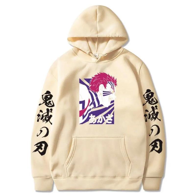 Cartoon Demon Slayer Hoodies Japanese Anime Kimetsu No Yaiba Harajuku Akaza Sweatshirts Unisex Casual Oversized Winter Hoodies