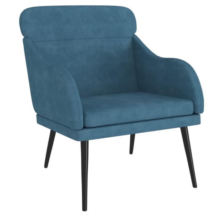 351444 vidaXL Fauteuil Bleu 63x76x80 cm Velours