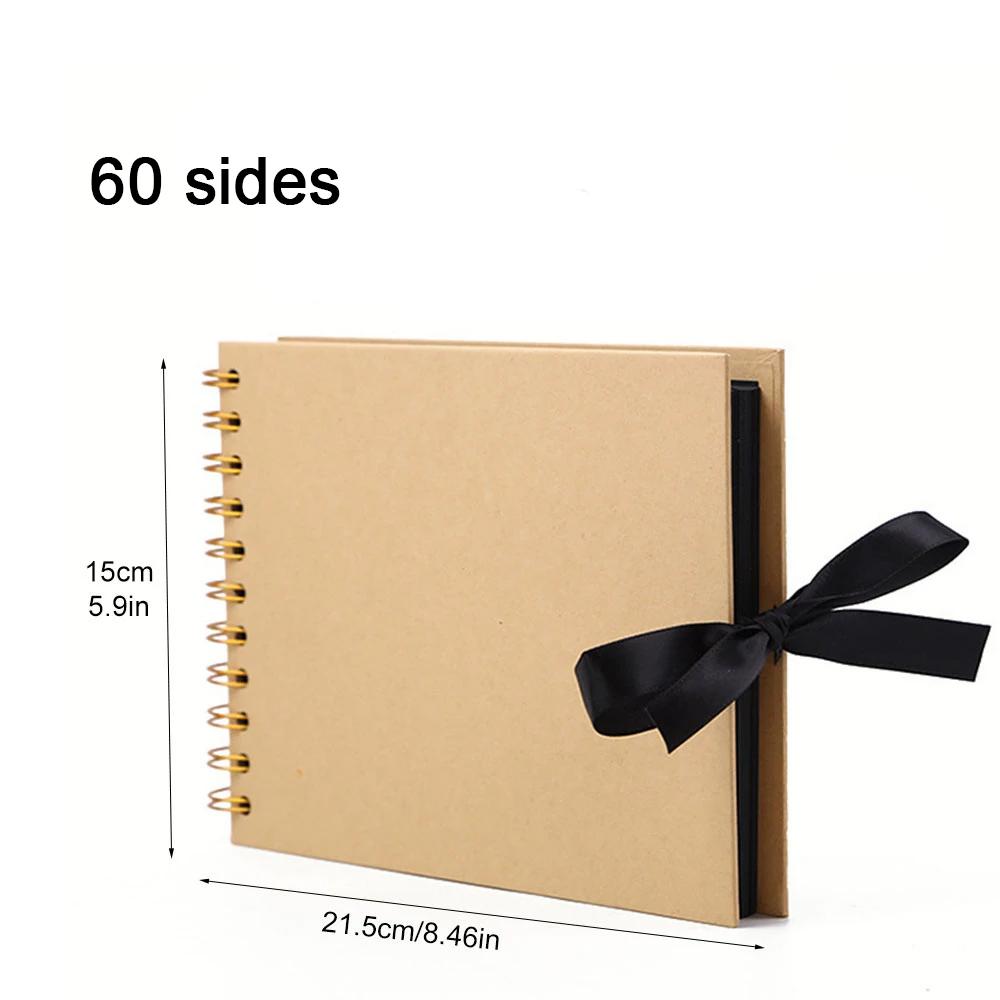 ZK20 80 Schwarze Seiten Erinnerungsbücher DIY Bastel Fotoalben Scrapbook Einband Kraft Album für Hochzeitsjubiläumsgeschenke Erinnerungsbücher