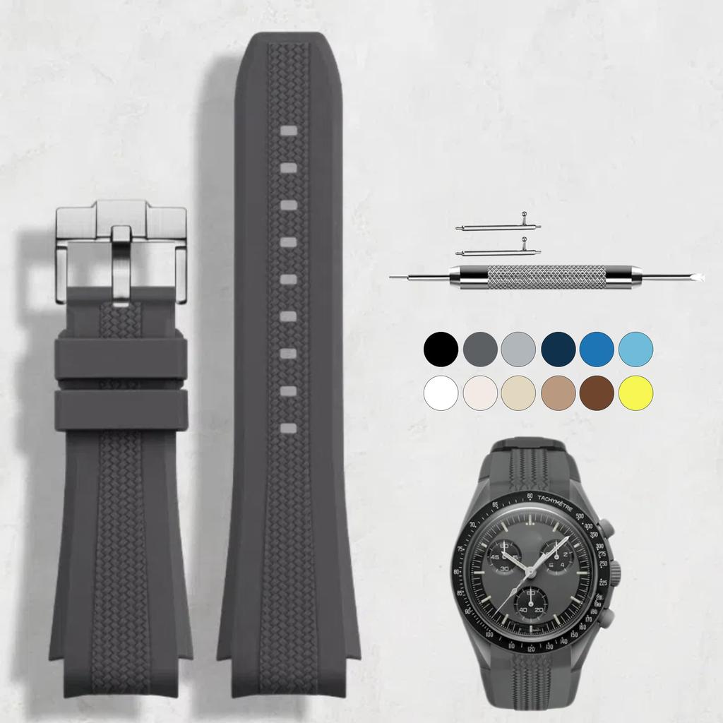 SigneMetu 20mm Omega Watch Quick Release Silicone Strap for Omega and Unisex Band, X, Swatch, MoonSwatch, Speedmaster, (Dark Gray)