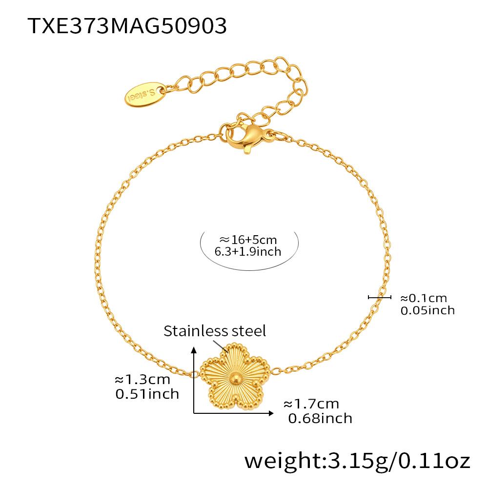 Delikatny Naszyjnik z Wisiorkiem w Kształcie Kwiatka Pasująca Bransoletka ze Stali Nierdzewnej Pozłacana 18k Łańcuszek z Ogniw Naszyjniki Bransoletki Zestaw Dla Kobiet