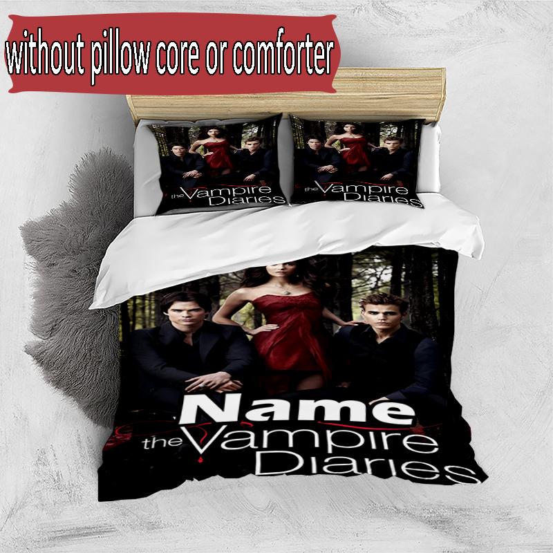 Set copripiumino 3 pezzi (1*Copripiumino + 2*Federe, Senza Nucleo), Set Biancheria da Letto Personalizzato con Nome e Motivo The Vampire Diaries, Regalo Decorazione Camera da Letto