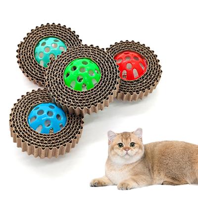 Cat Scratching Toy Corrugated Paper Cat Scratcher with Jingle Ball Interactive Cat Rattle Ball Scratcher for Boredom Relief