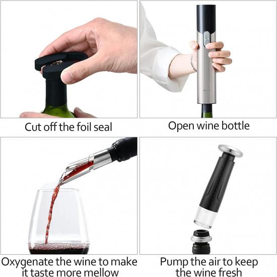 CIRCLE JOY Electric Wine Opener Set Automatic Wine Opener Kit for Wine and Beer Cordless Electric Wine Bottle Openers Gift Set with Foil Cutter,