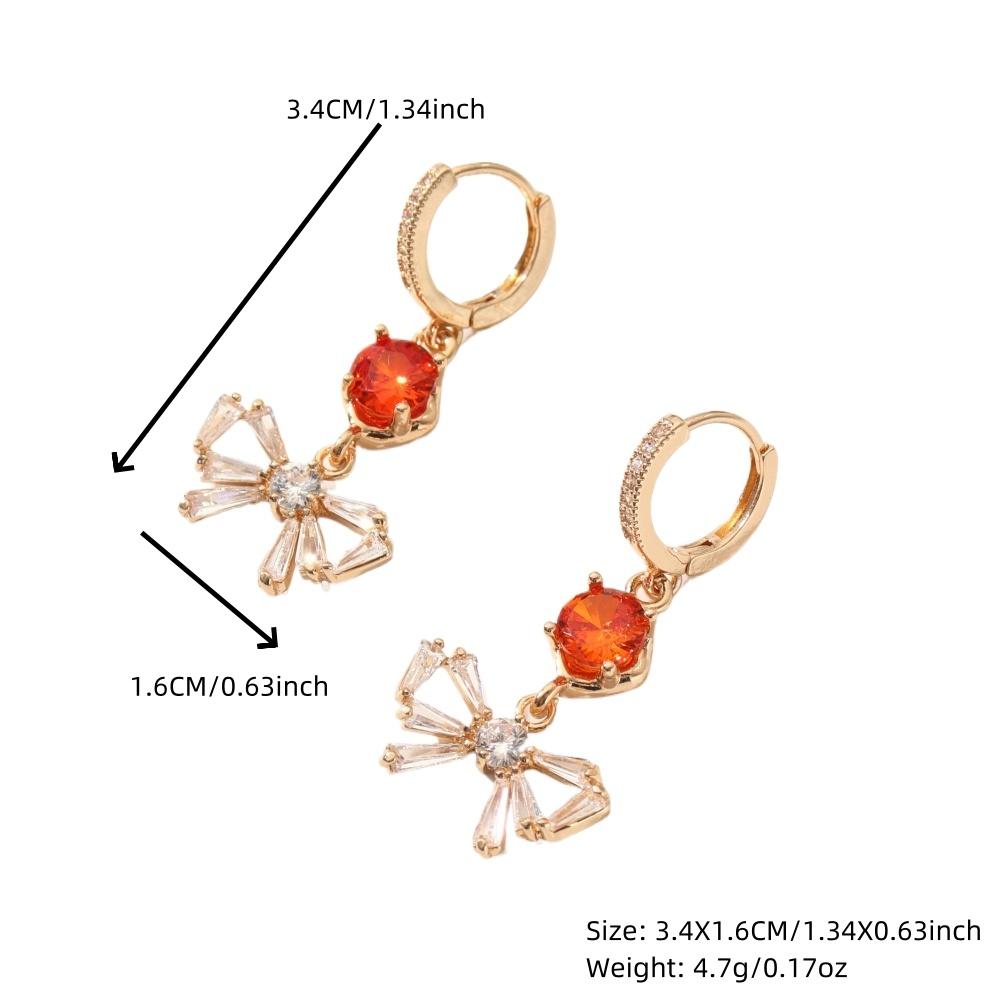 1 Pair Fashion Bow Dangle Earrings for Women Cubic Zirconia Earring Jewelry Christmas Party Accessories