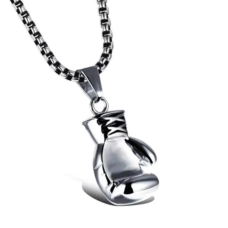 Boxing Gloves Boxer Men Necklaces Pendants Chain Punk Trendy for Boyfriend Stainless Steel Jewelry Creativity Gift