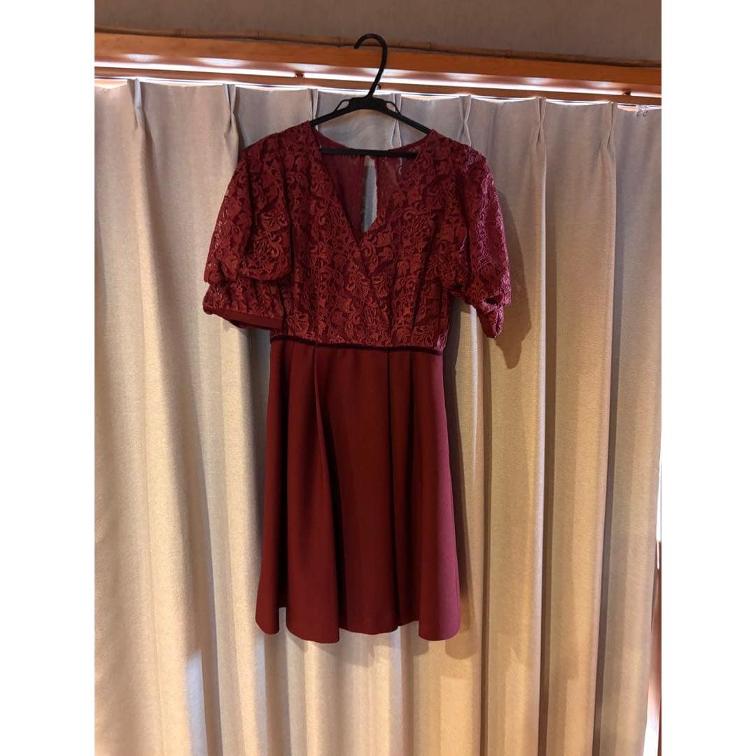 Lily Brown Lace Switching Dress Bordeaux Size 1