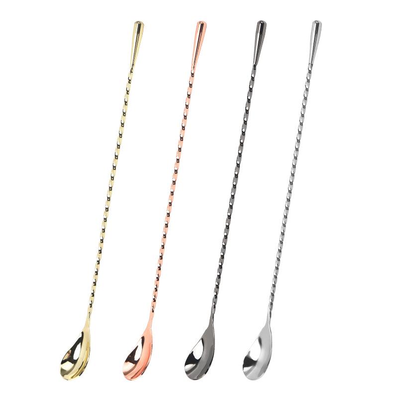 304 Stainless Steel Twisted Bar Spoon with Tear Drop Design for Cocktails
